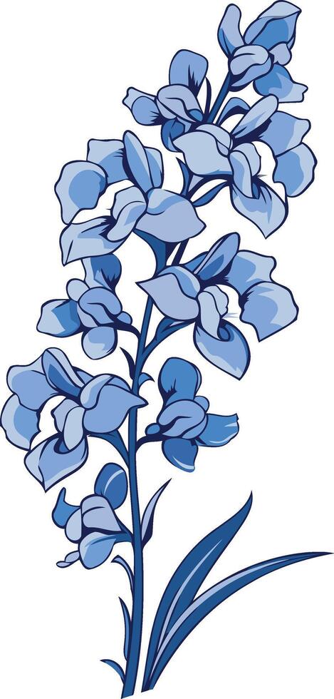 Blue Flower Branch Illustration vector