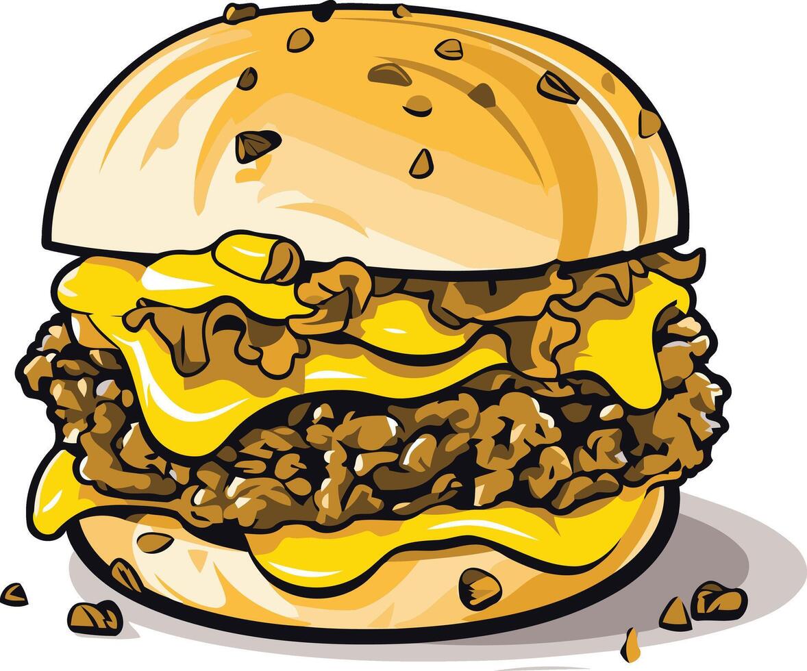 Double Cheeseburger with Melted Cheese vector