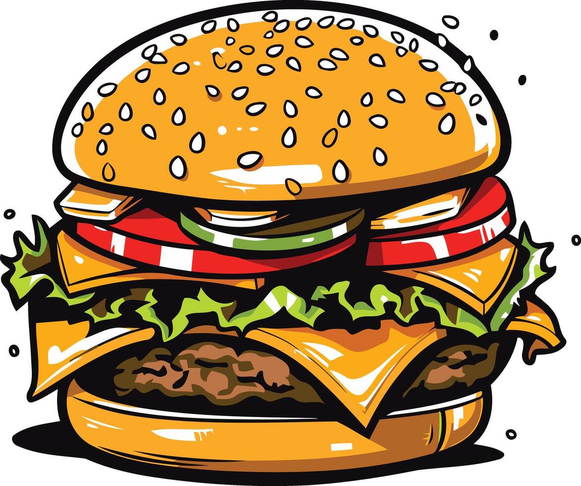 A Deliciously Illustrated Cheeseburger vector