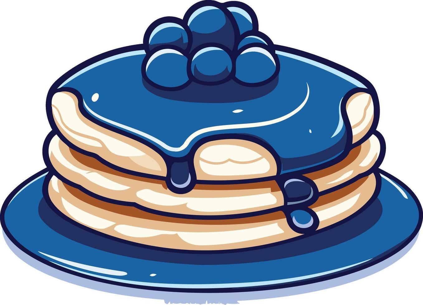Stack of Pancakes with Blueberry Syrup vector