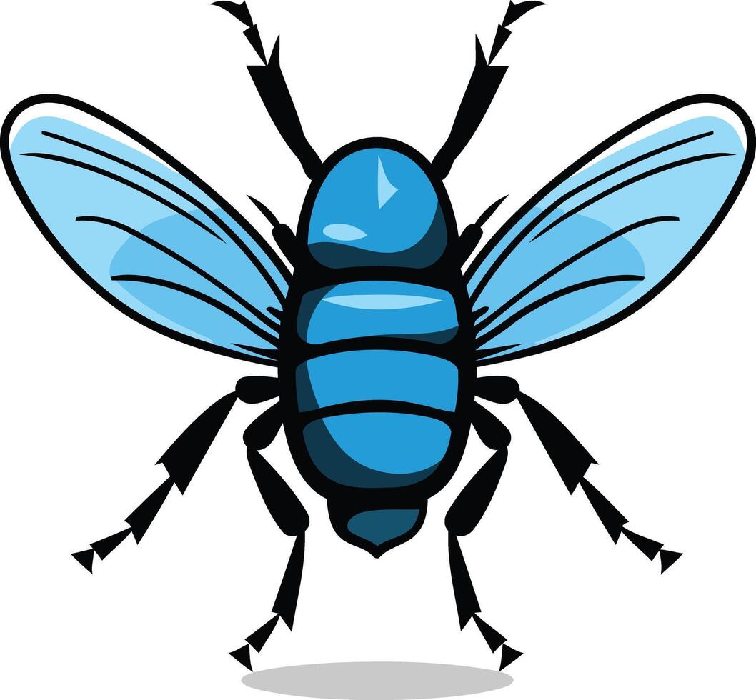 Blue Fly with Wings Spread Open vector
