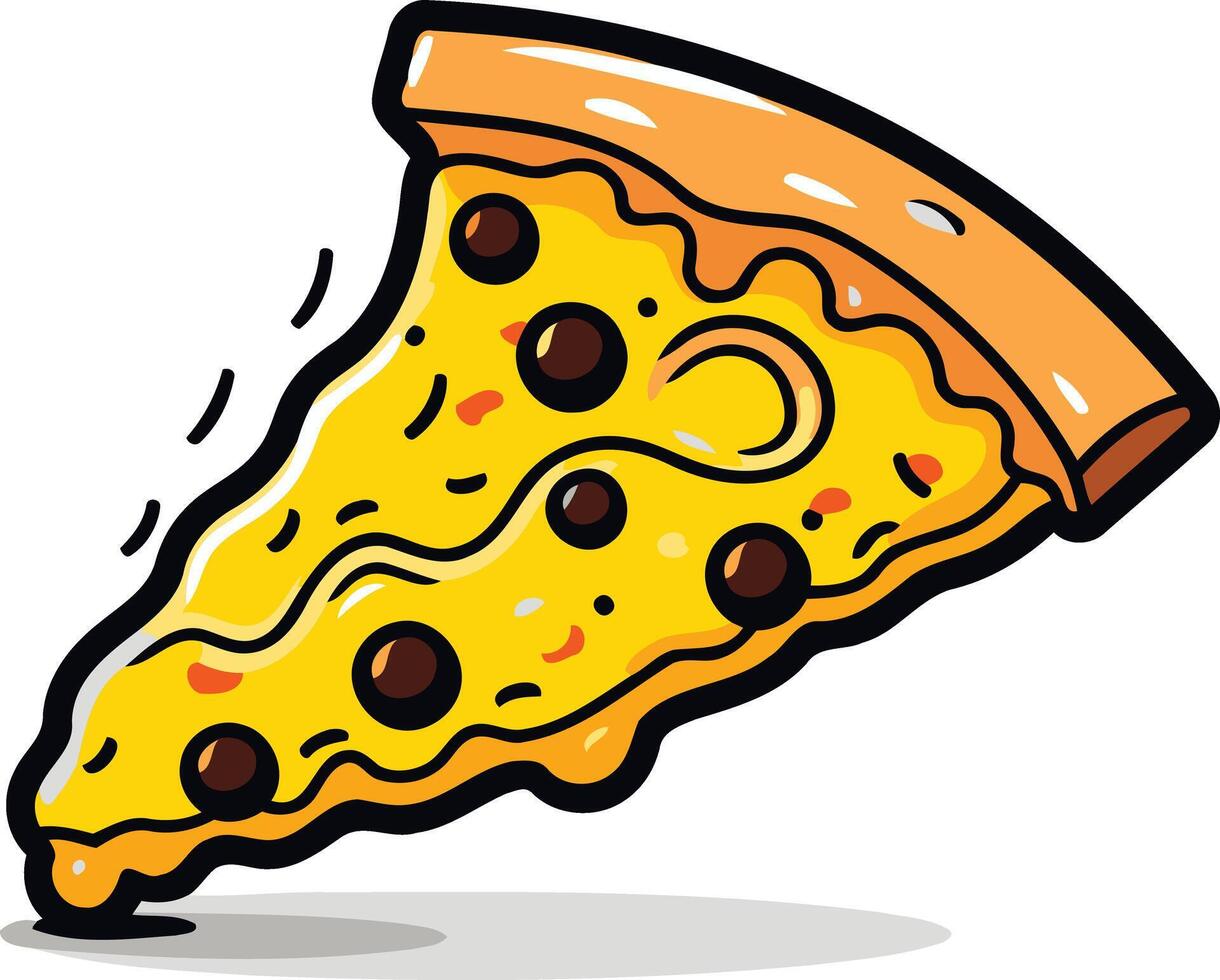 Cartoon Slice of Pizza with Olives and Cheese vector