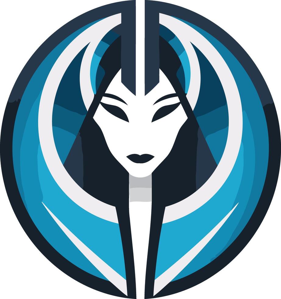 Abstract Portrait of a Woman with Blue and White vector