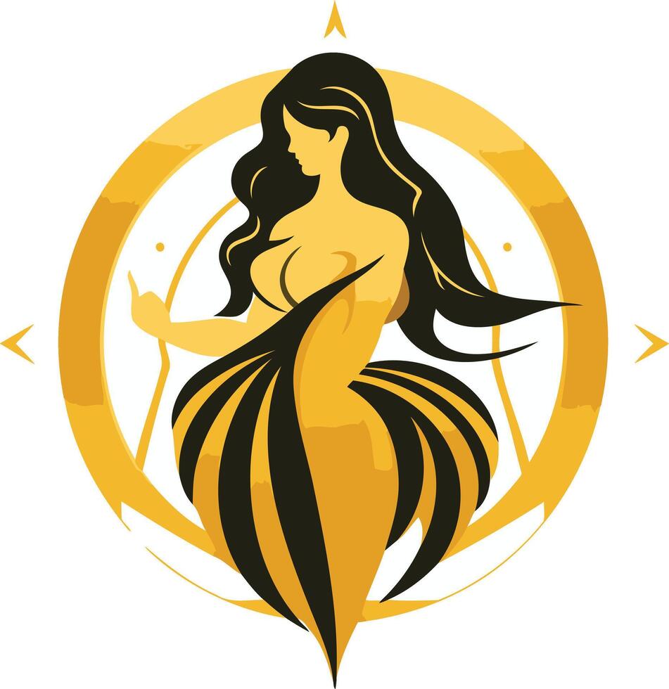 Golden Goddess in a Circle vector