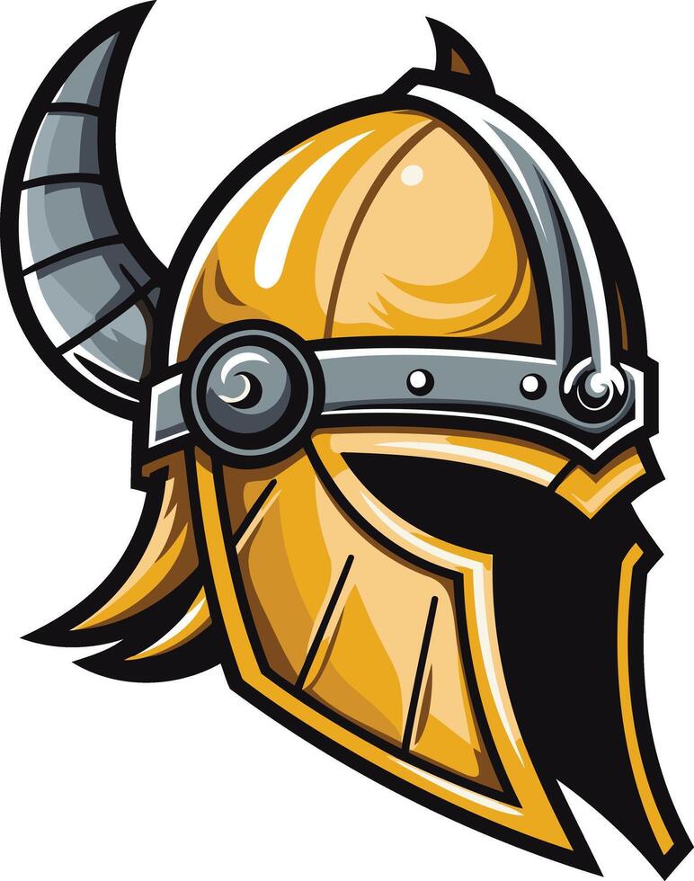 Golden Viking Helmet with Horns vector