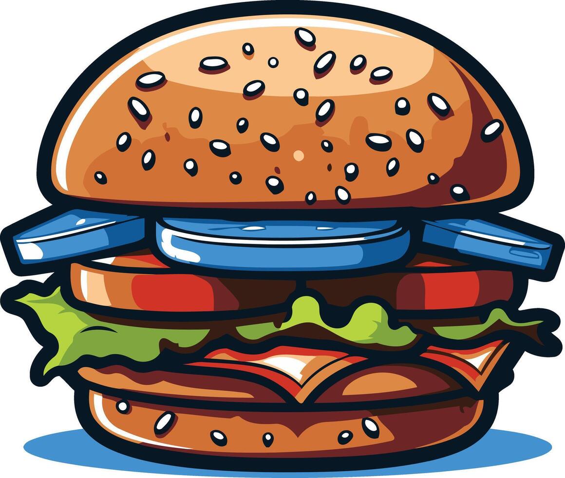 Cartoon Style Burger Illustration vector
