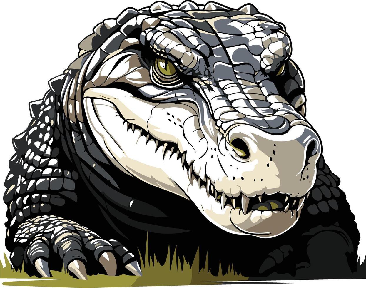 Close-up Portrait of a Powerful Alligator vector