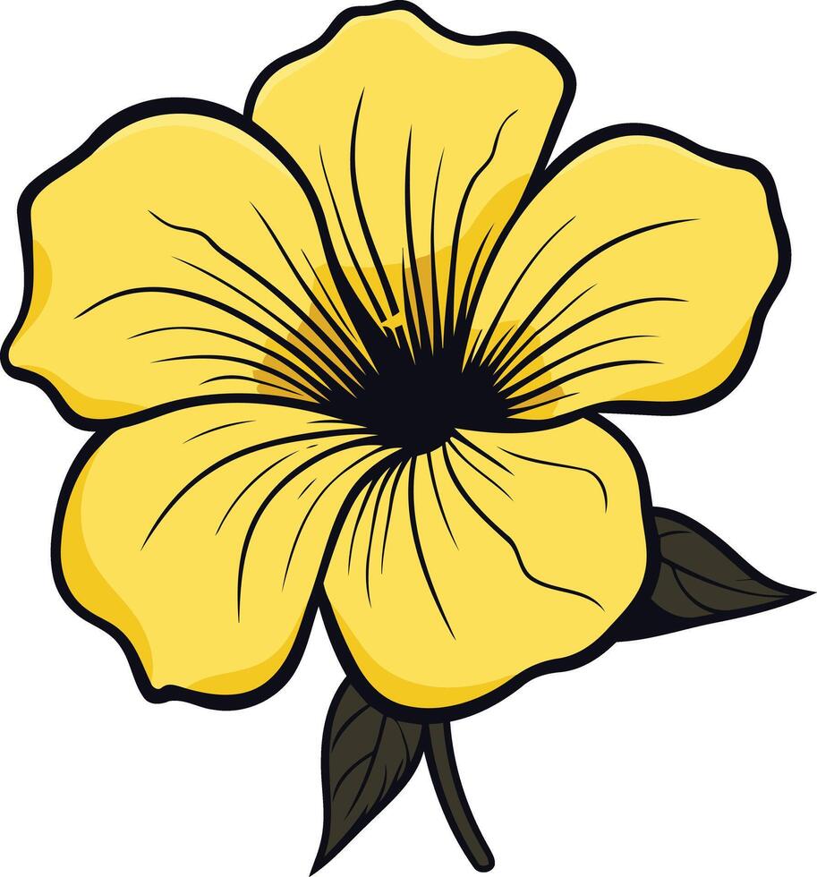 Yellow Flower with Green Leaves vector