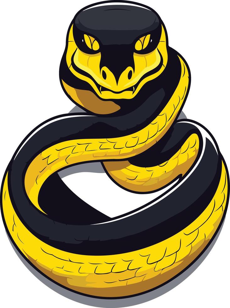Cartoon Illustration of a Black and Yellow Snake vector