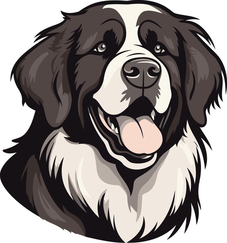 Cartoon Illustration of a Happy Black and White Dog vector