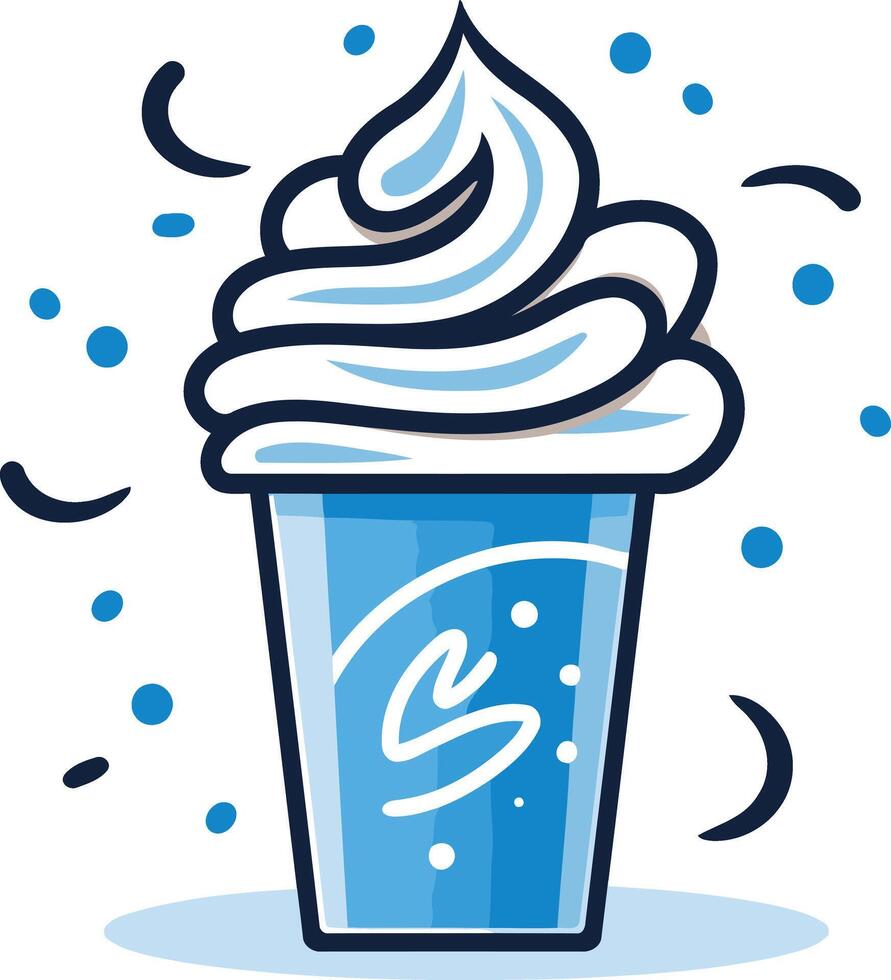 Cartoon Illustration of a Blue Frosted Drink vector