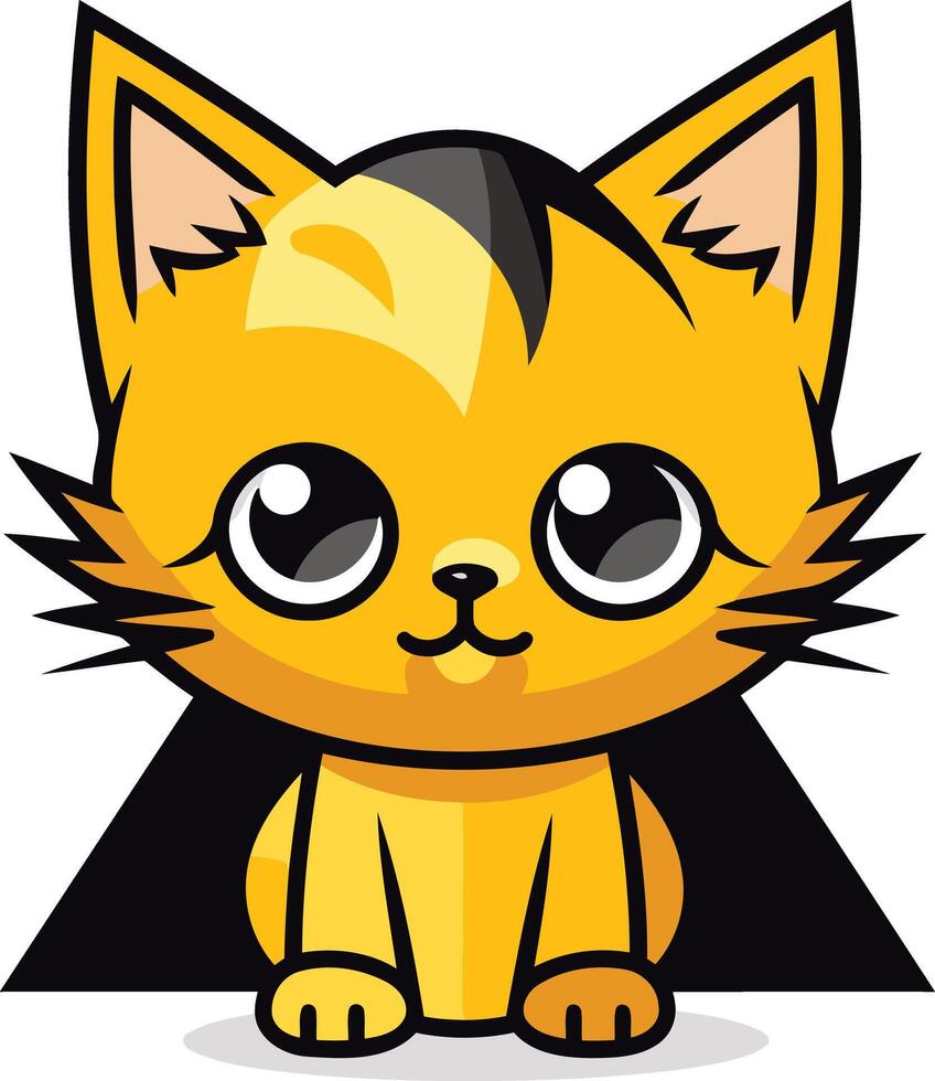 Cute Cartoon Cat Peeking from Behind a Black Object vector