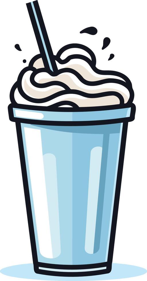 Cartoon Illustration of a Milkshake with Whipped Cream vector