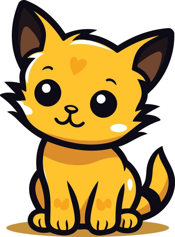 Cute Cartoon Kitten Illustration vector