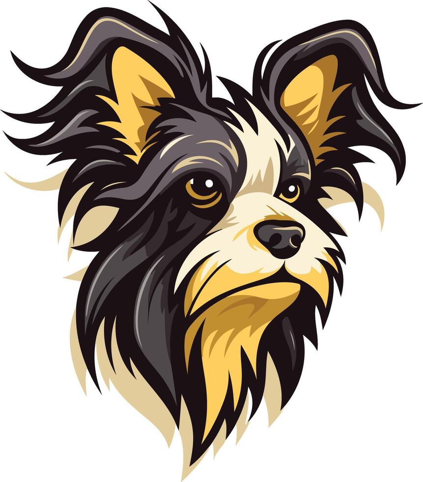 A Close Up Portrait of a Black and White Papillon Dog vector