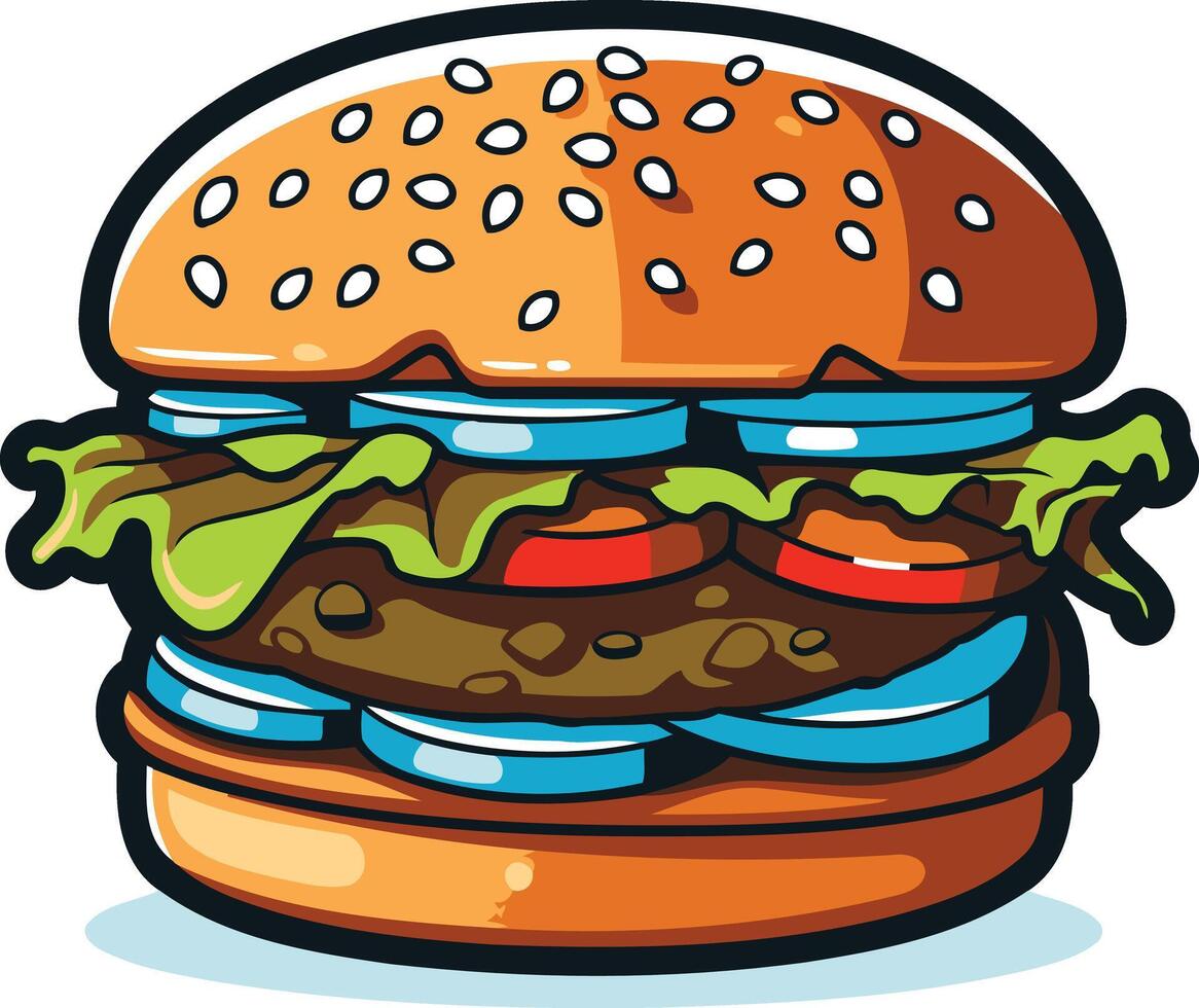 Cartoon Illustration of a Delicious Hamburger vector