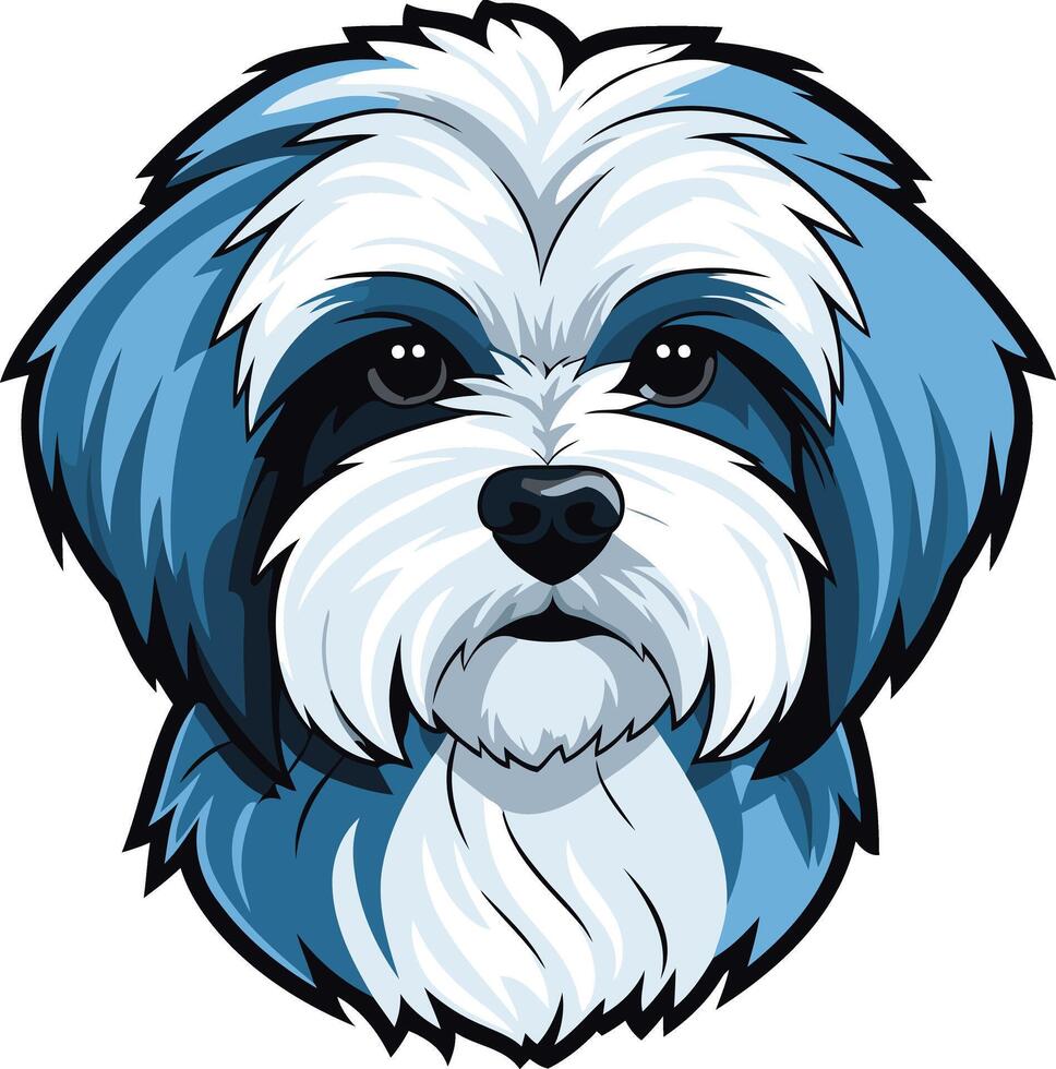 Cute Cartoon Shih Tzu Dog with Blue Fur vector