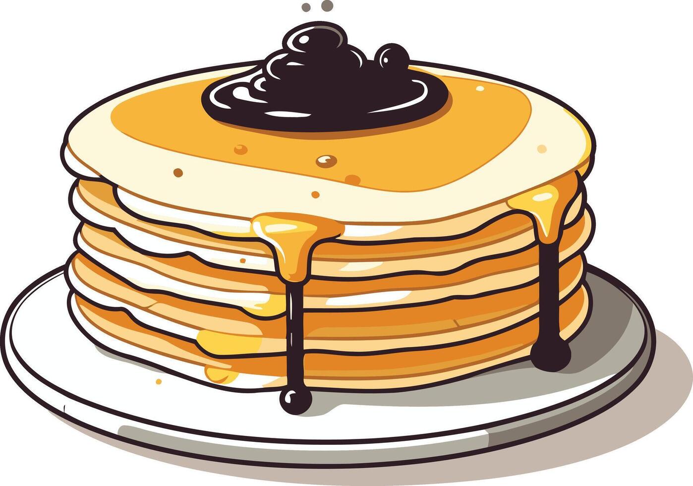 Delicious Stack of Pancakes with Syrup and Drizzle vector