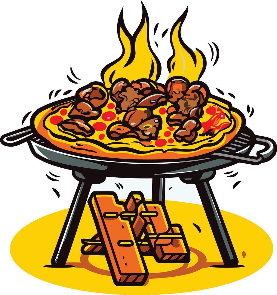 Pizza on the Grill, a Culinary Adventure vector