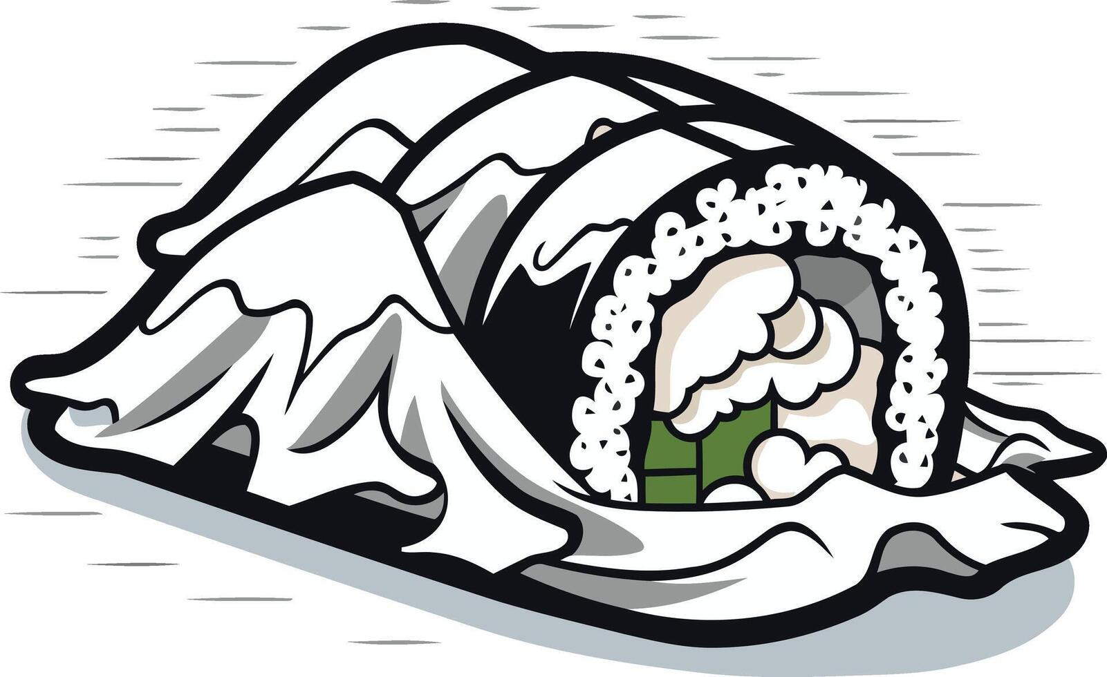 Sushi Roll in White Paper vector