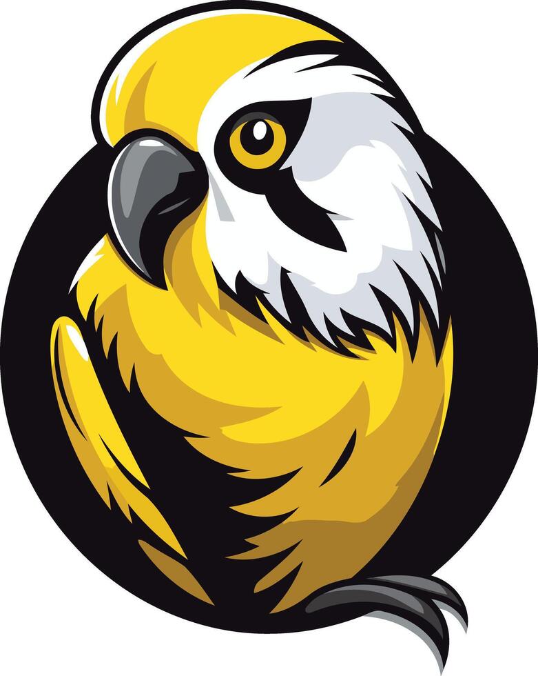 Yellow Parrot with Black and White Feathers vector