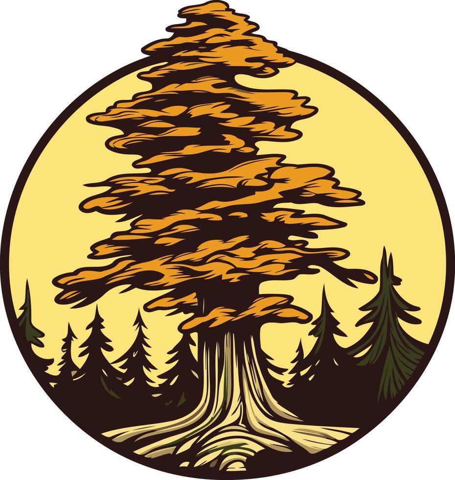 A Majestic Tree in a Circular Landscape vector