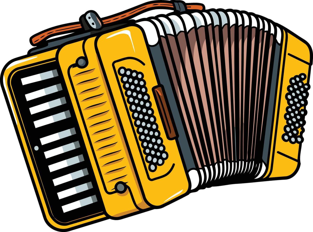 Yellow Accordion with Black and White Keys vector