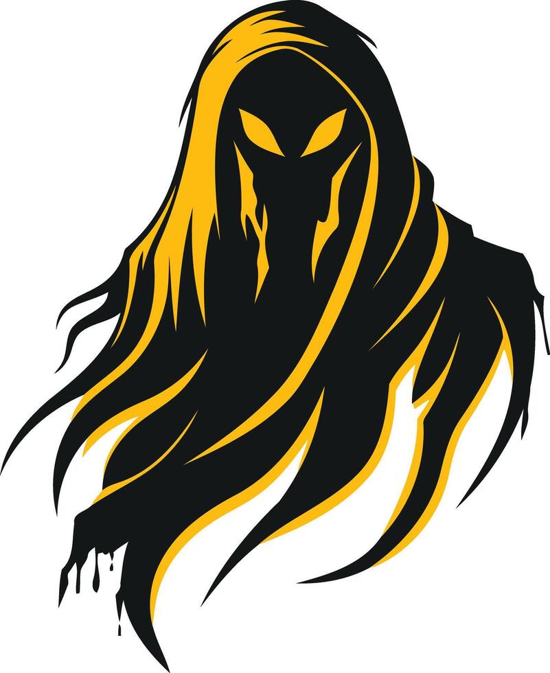 Black and Yellow Ghost Illustration vector