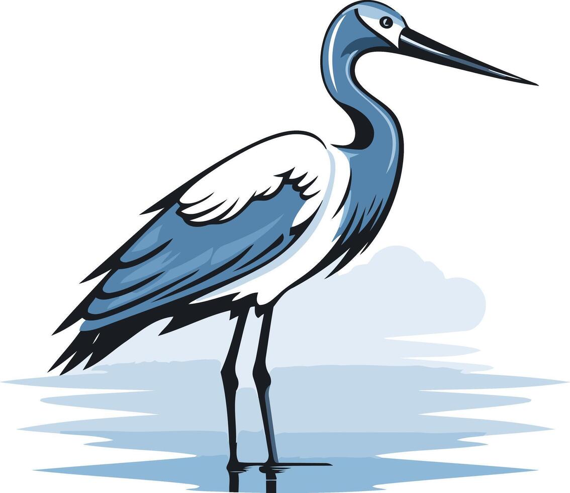 Blue Heron Standing in Water vector