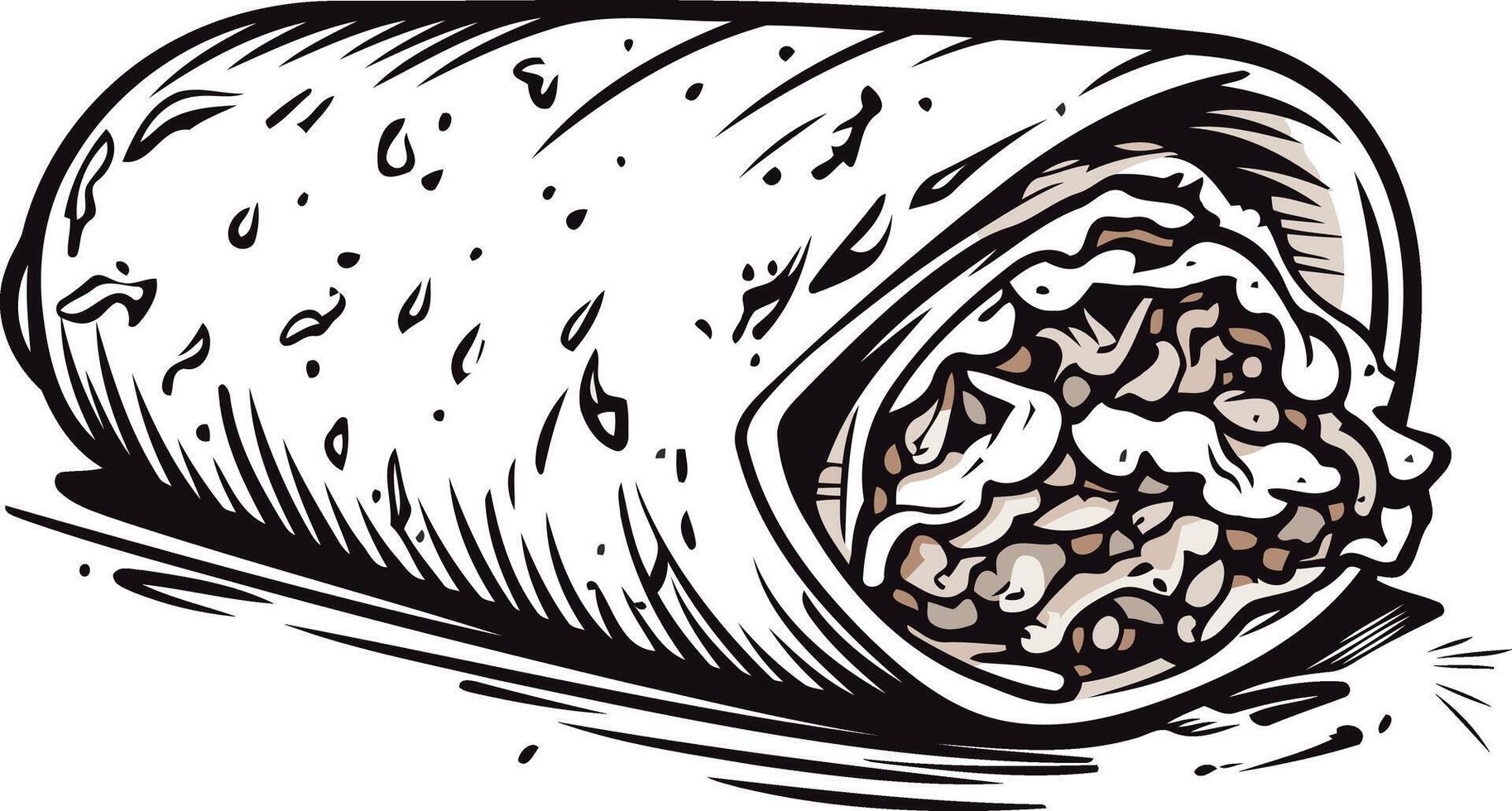Hand Drawn Illustration of a Burrito vector