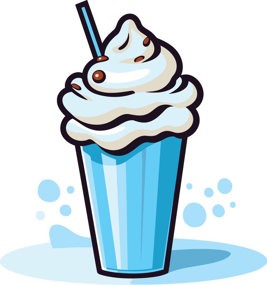 Cartoon Illustration of a Blue Milkshake with Whipped Cream vector