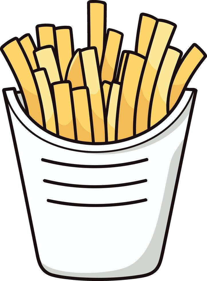 Cartoon Illustration of French Fries in a Paper Container vector