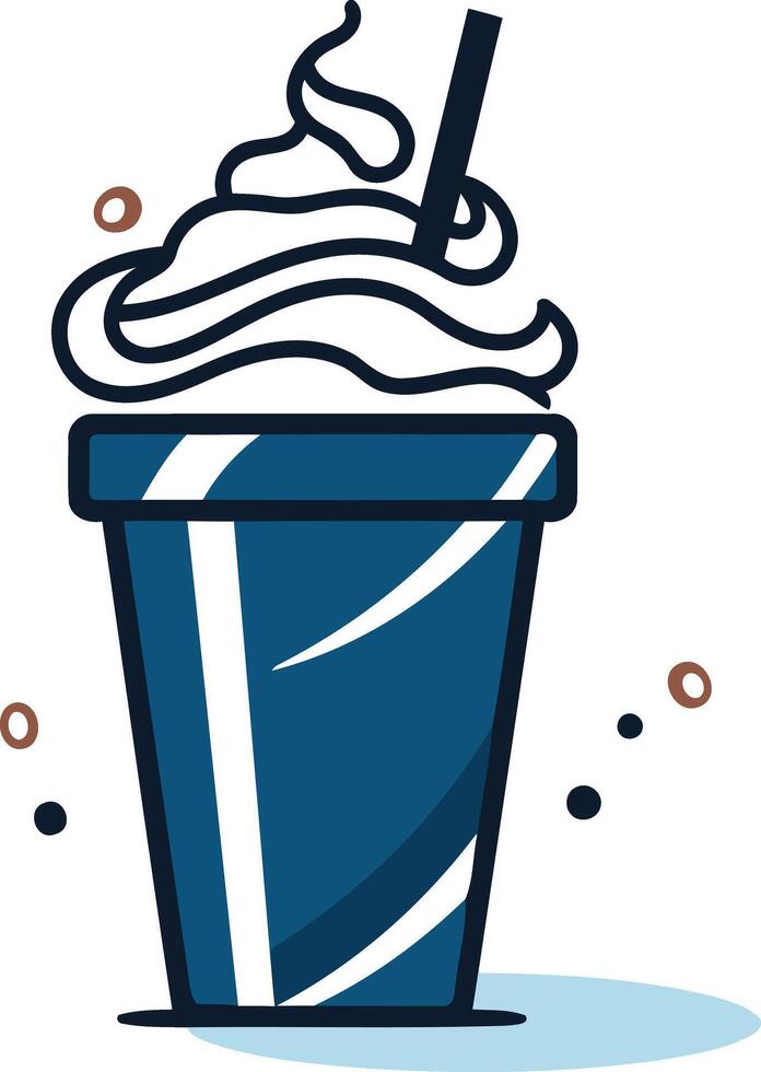 Cartoon Illustration of a Whipped Cream Topped Coffee Drink vector