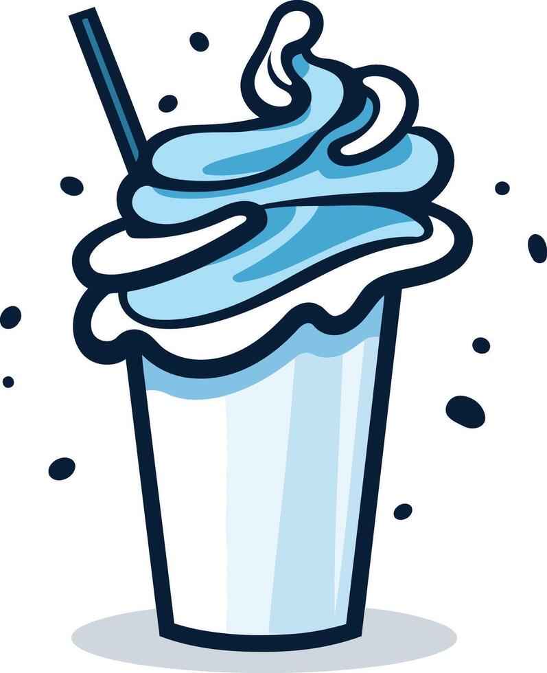 A Whimsical Cartoon of a Blue Milkshake vector