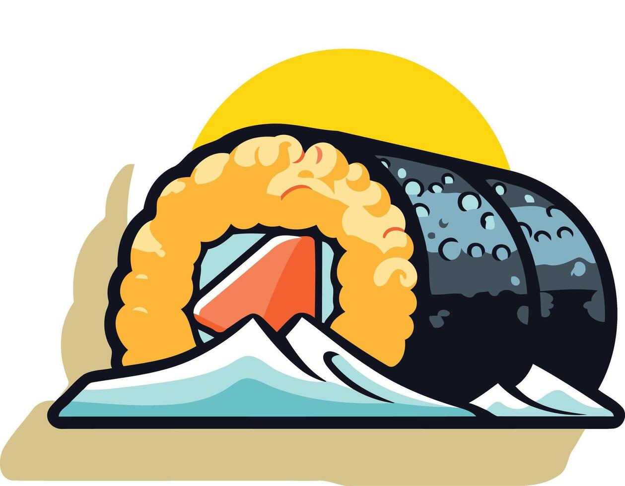 Cartoon Illustration of a Sushi Roll vector