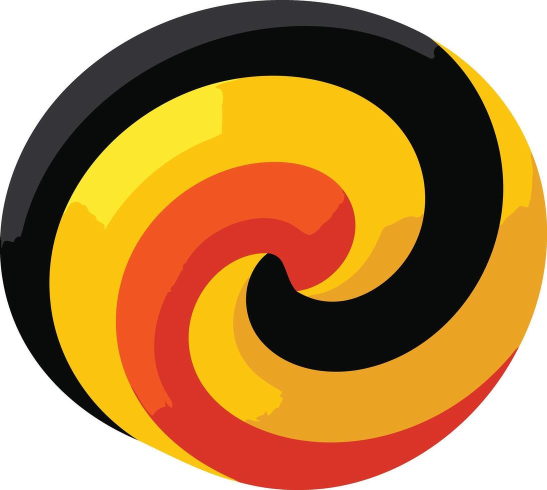 Abstract Swirling Design in Black, Yellow and Orange vector