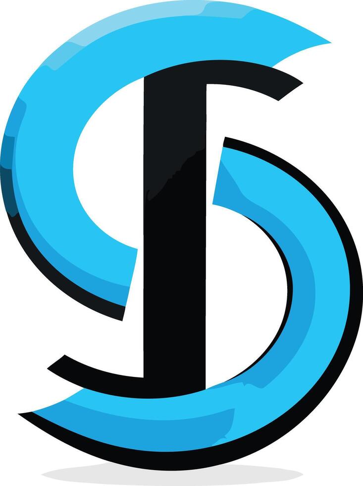Abstract Logo Design with Blue and Black Colors vector