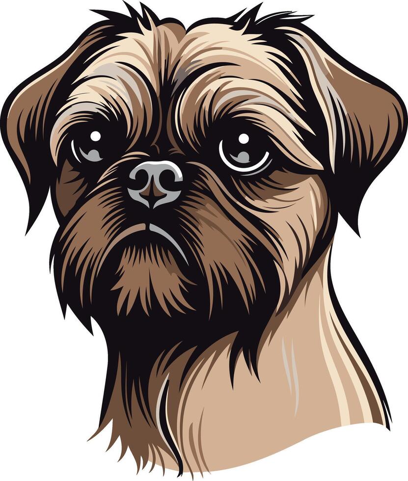 A Close-Up Portrait of a Brussels Griffon Dog vector