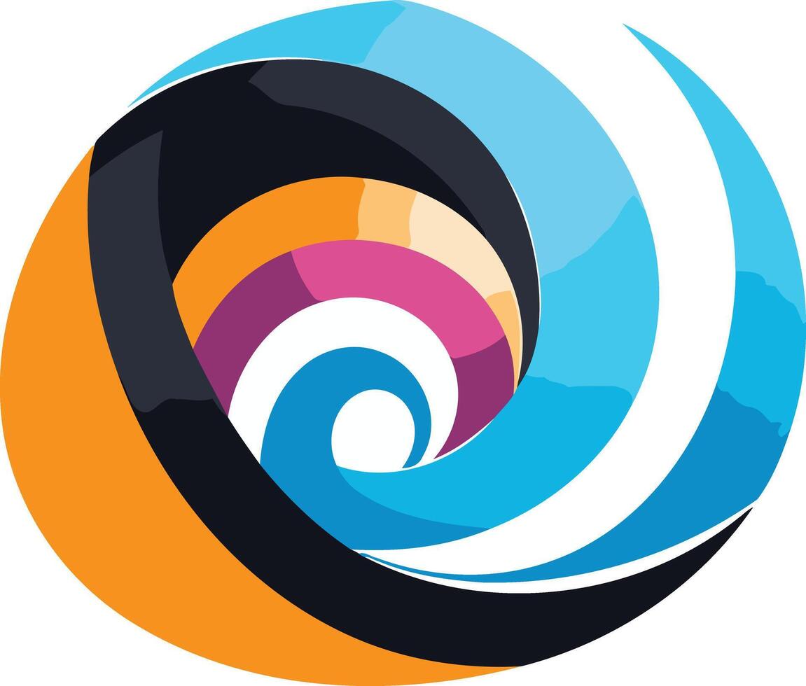 Abstract Swirling Design with Blue, Orange, and Black vector