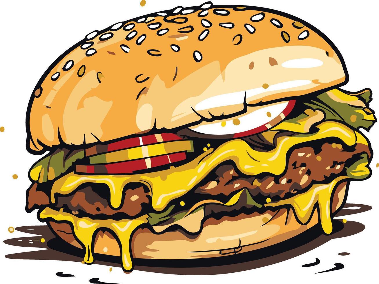 Juicy Cheeseburger with Melted Cheese vector
