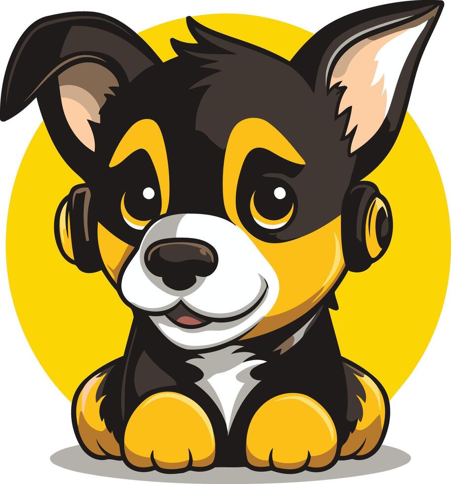 Cartoon Dog with Yellow and Black Fur vector