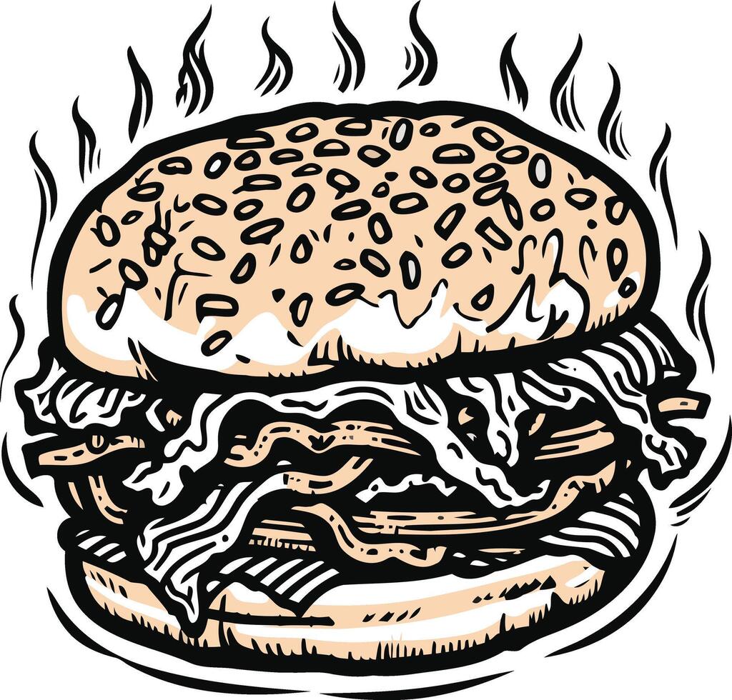 Steaming Hot Burger Illustration vector