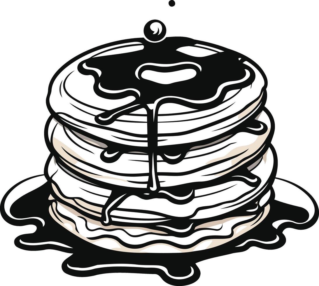 Stack of Pancakes Drizzled with Syrup vector