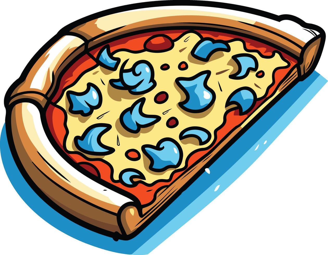 Pizza Slice with Blue Cheese and Tomato Sauce vector