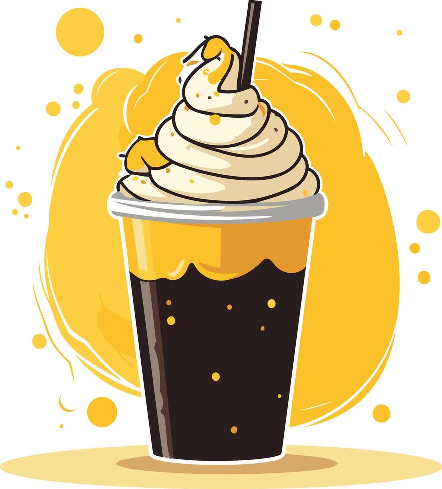 Mango Smoothie with Whipped Cream vector