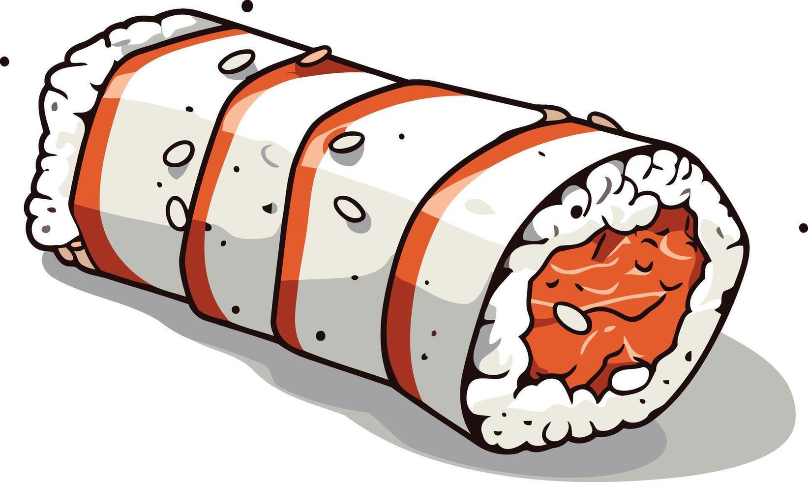 Cartoon Illustration of a Sushi Roll vector