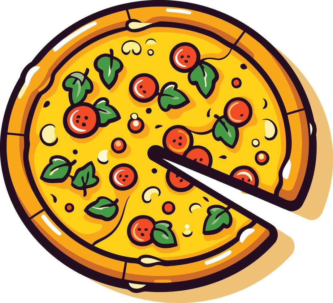 Delicious Pizza with One Slice Removed vector