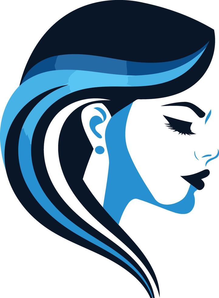 Abstract Profile of a Woman with Blue Hair vector