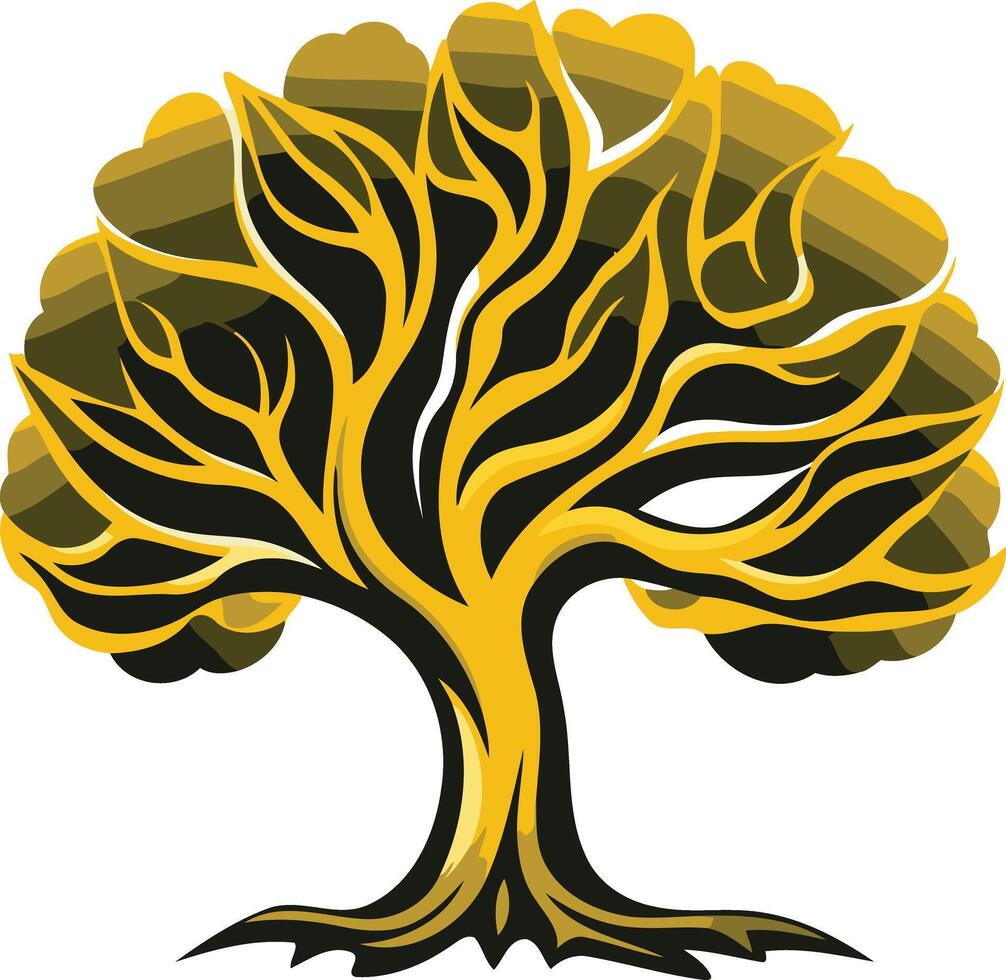 Stylized Tree in Golden Hues vector