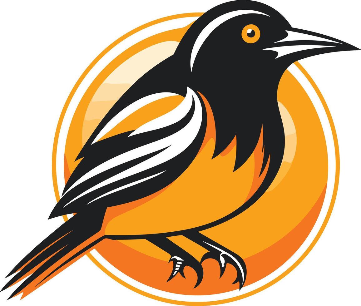 Black-Headed Bird on Orange Circle vector